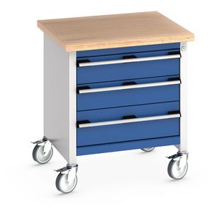 3 Drawer MPX Top Bott Mobile Bench - 750Wx750Dx840mmH 750mm Wide Moveable Engineers Storage Bench with drawers and Cabinets 20/41002091.11 3 Drawer MPX Top Bott Mobile Bench 750Wx750Dx840mmH.jpg